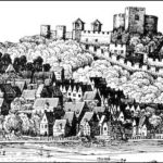 Print of Arundel town, castle and river by Wenceslaus Hollar - 1644