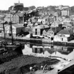 View over port showing coal wharf with Brig 'Ebenezer'. c1890