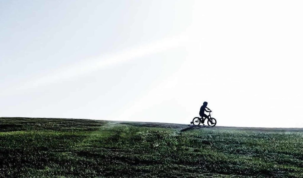 cycling in a field