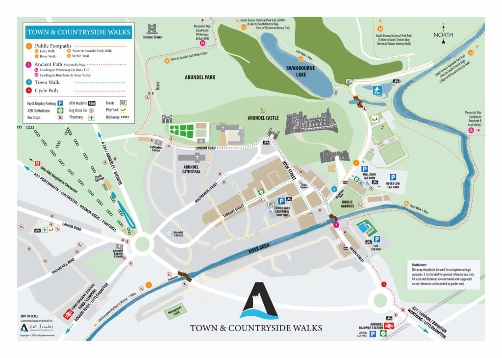 map of town walks in arundel