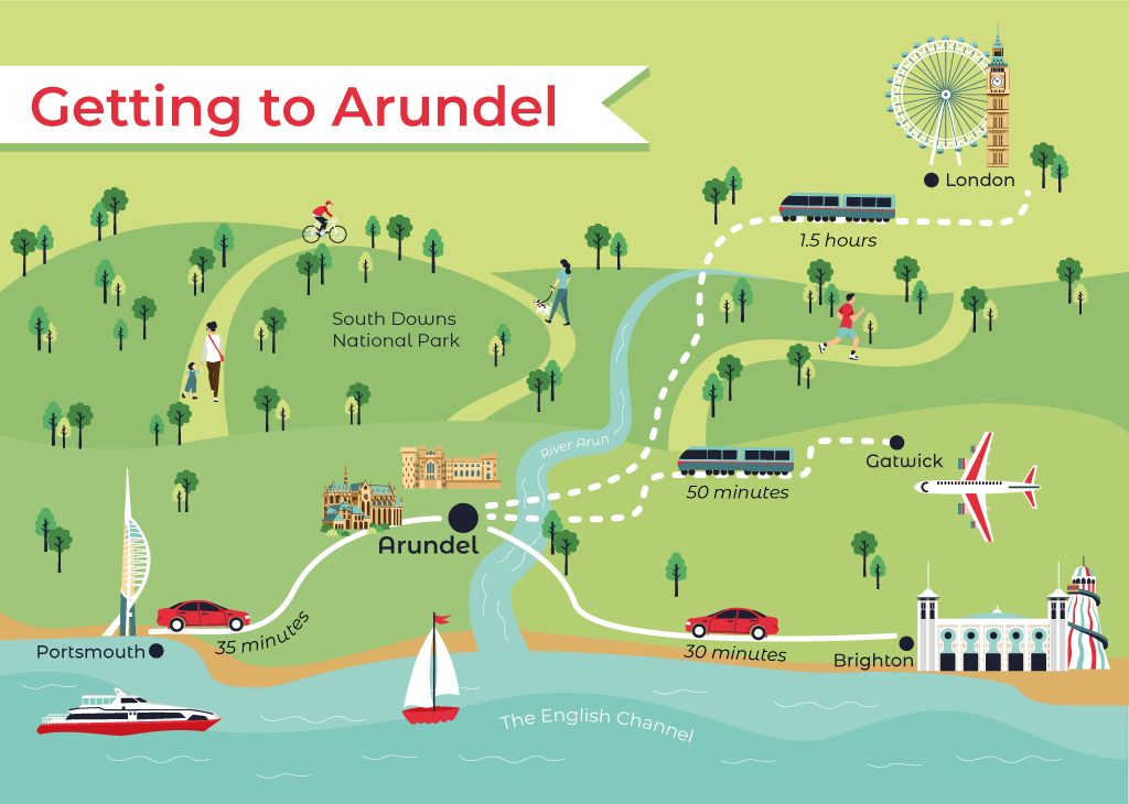 Travelling to Arundel map