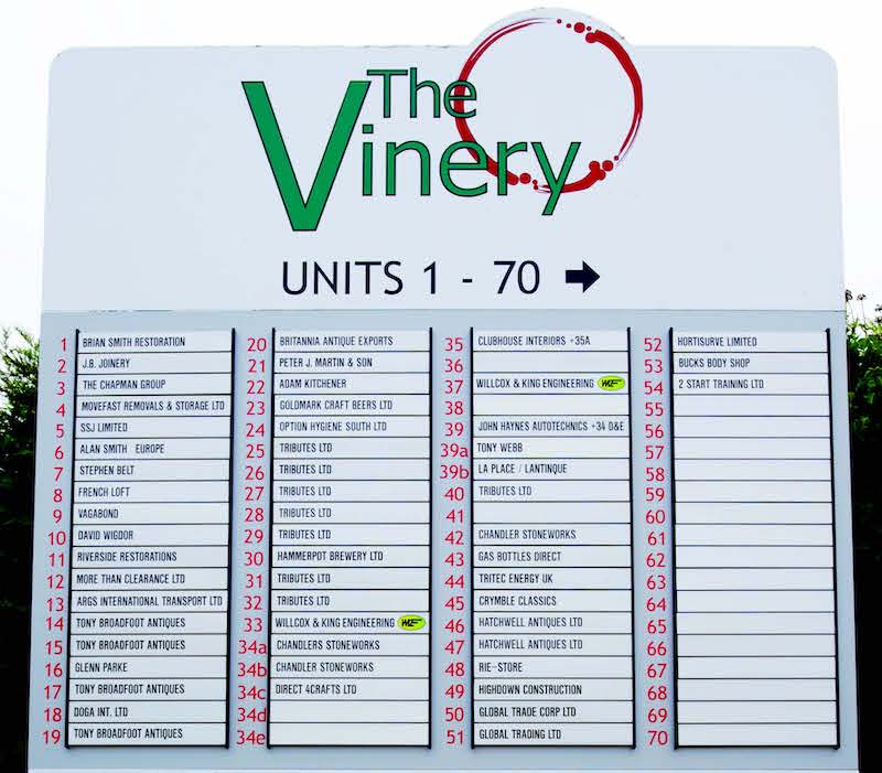 The Vinery Poling industrial units sign