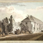 South West view from 1780. At the time, this part of the building was being reused as a Malthouse.