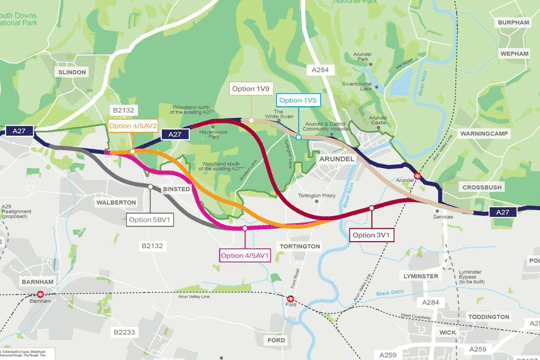 Arundel bypass proposed routes