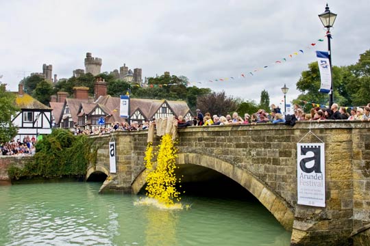 Arundel Festival Duck Race from Arundel Bridge